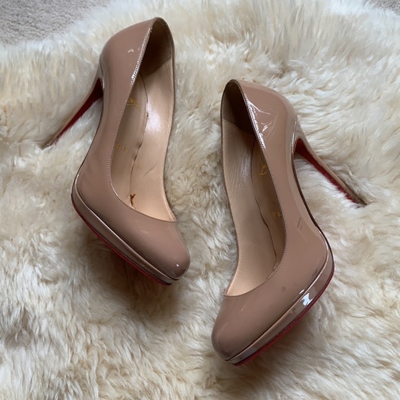Christian Louboutin Nude Beige New Simple Patent Pumps Heels Shoes 37.5 - Picture 3 of 16